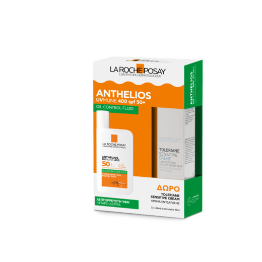 Anthelios Uvmune 400 Oil Control Fluid Spf50+ Αντηλιακό Προσώπου Για Το Λιπαρό Δέρμα 50ml & Δωρο Ενυδατική Κρέμα Toleriane Sensitive 15ml